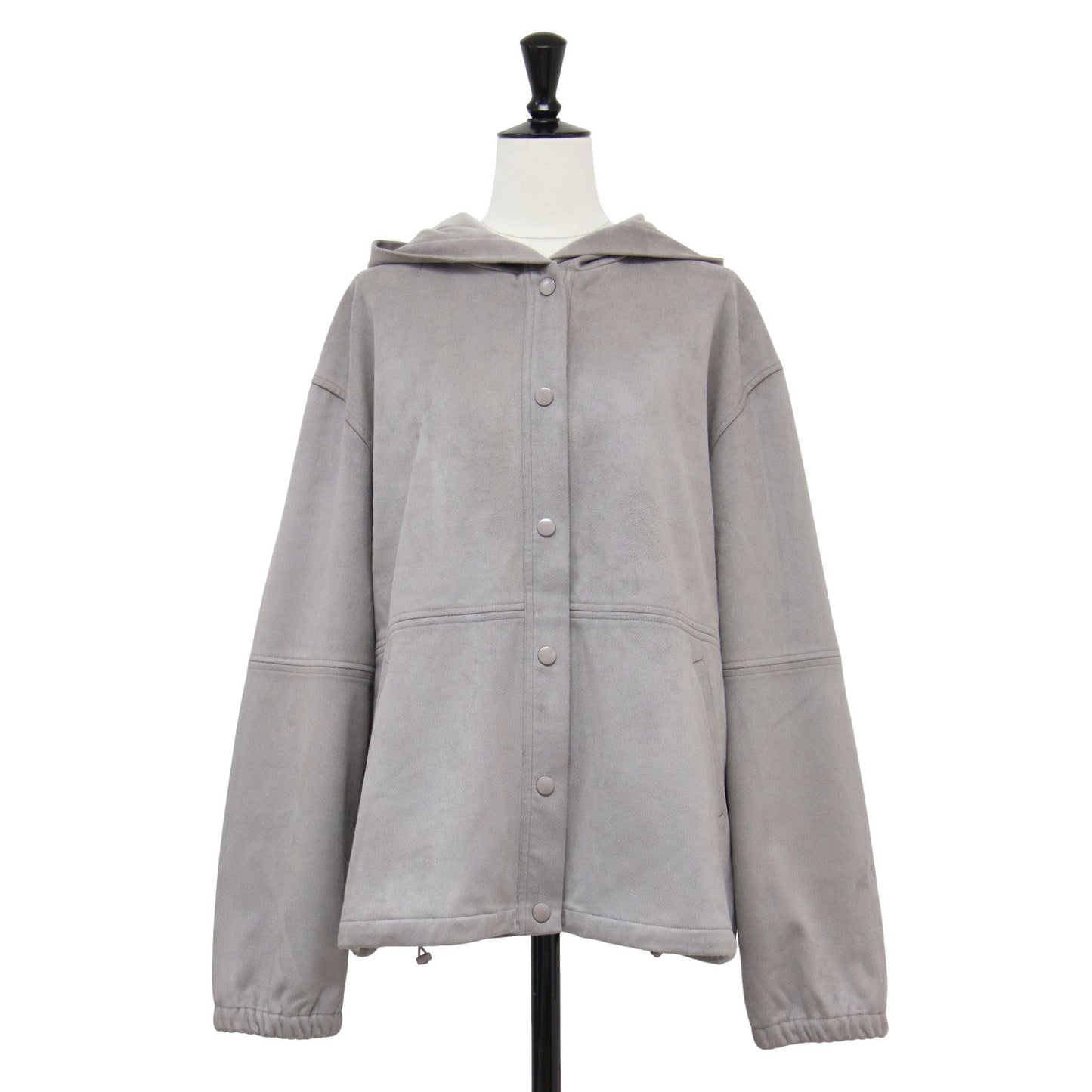 LEISURE エコスウェード フード付き ブルゾン / パーカー 長袖 ワイド ギャザー ドローコード