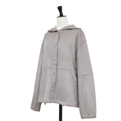 LEISURE エコスウェード フード付き ブルゾン / パーカー 長袖 ワイド ギャザー ドローコード