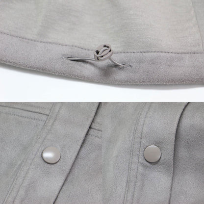 LEISURE エコスウェード フード付き ブルゾン / パーカー 長袖 ワイド ギャザー ドローコード