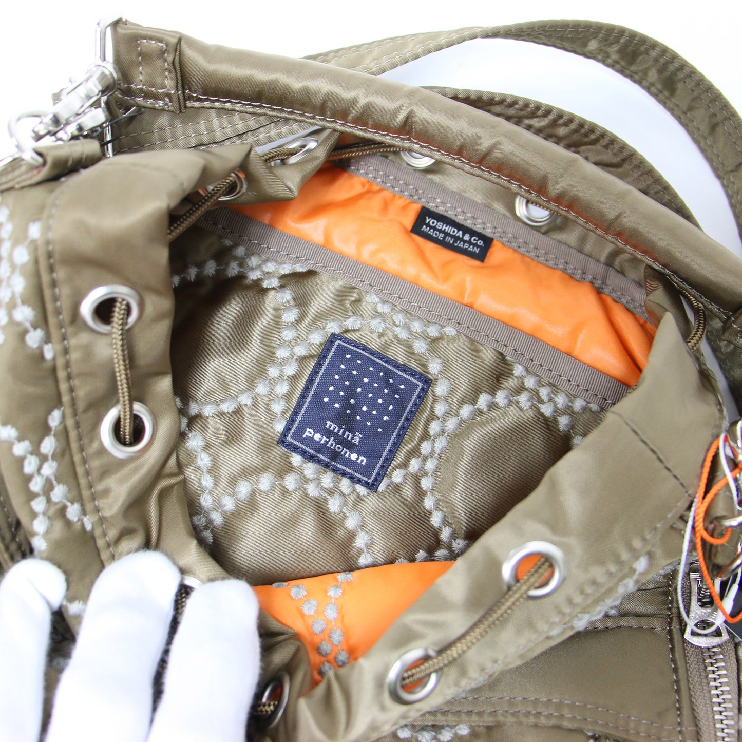 × mina perhonen 24春夏 tambourine 2WAY TOOL BAG / 巾着型 ハンドバッグ 刺繍 斜め掛け