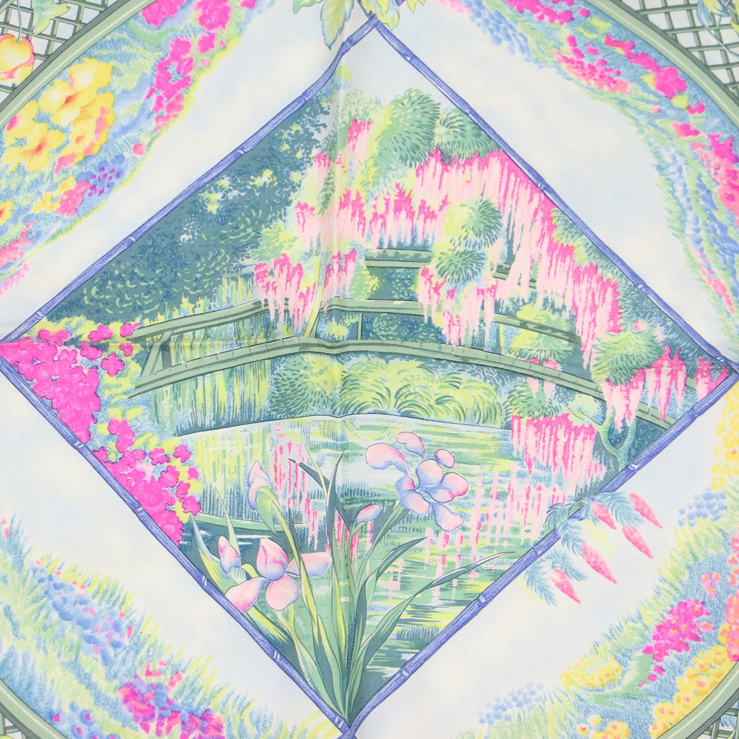 カレ90 シルク スカーフ モネの庭 / GIVERNY 花柄 フラワー プリント 大判 正方形