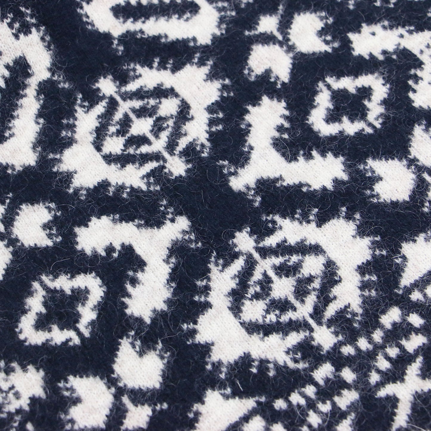 ジャガード マフラー / ストール 大判 総柄 フリンジ