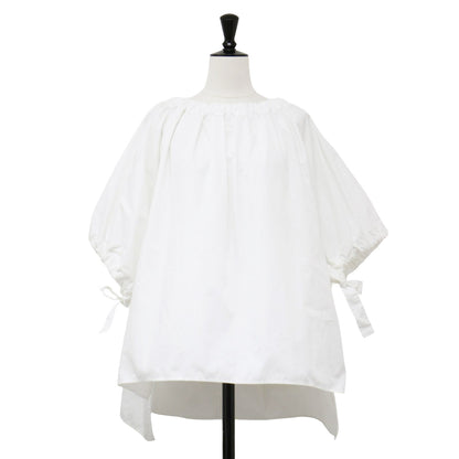 マシュマロ ブラウス / Marshmallow Blouse 半袖 ギャザー リボン コットン