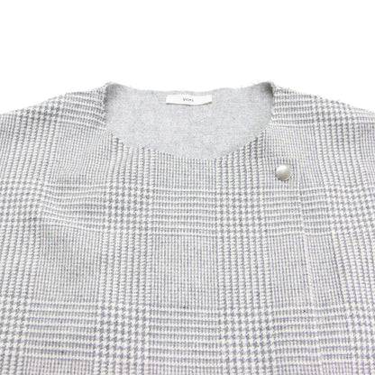 22秋冬 チェック ロングジレ / ベスト オーバーサイズ ボクシー スリット シルバー スナップボタン