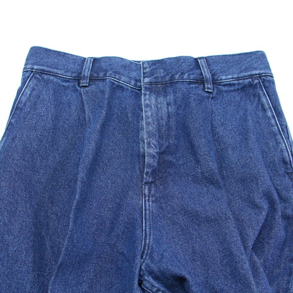 テーパード デニム パンツ / タック センタープレス コットン