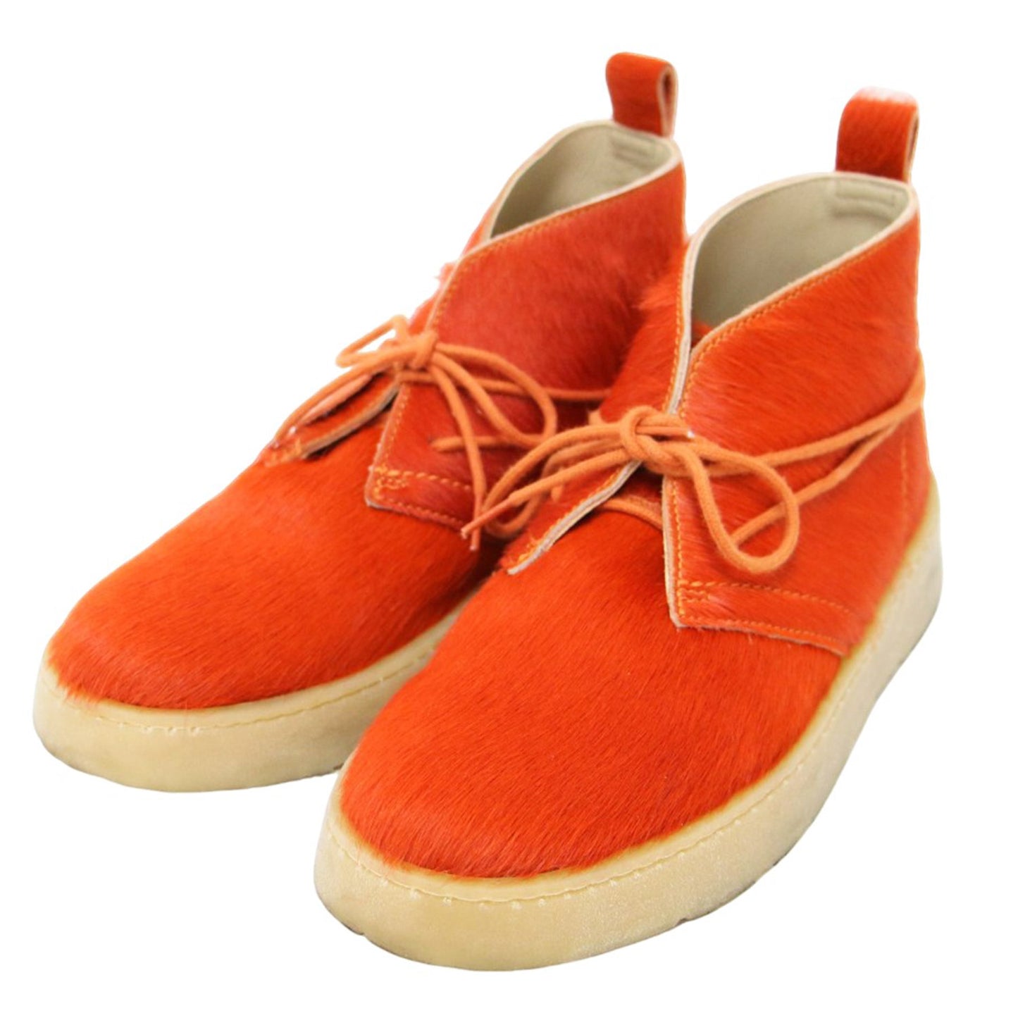 x Clarks レザー アンクル ブーツ / ハラコ ファー 厚底 クレープソール クラークス コラボ