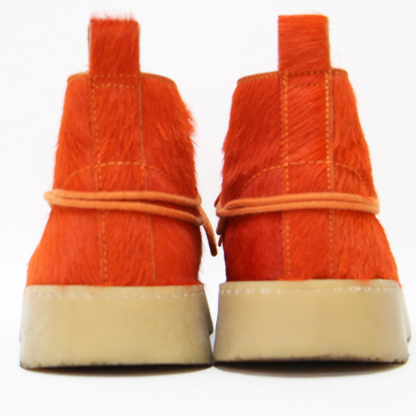 x Clarks レザー アンクル ブーツ / ハラコ ファー 厚底 クレープソール クラークス コラボ