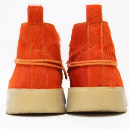 x Clarks レザー アンクル ブーツ / ハラコ ファー 厚底 クレープソール クラークス コラボ