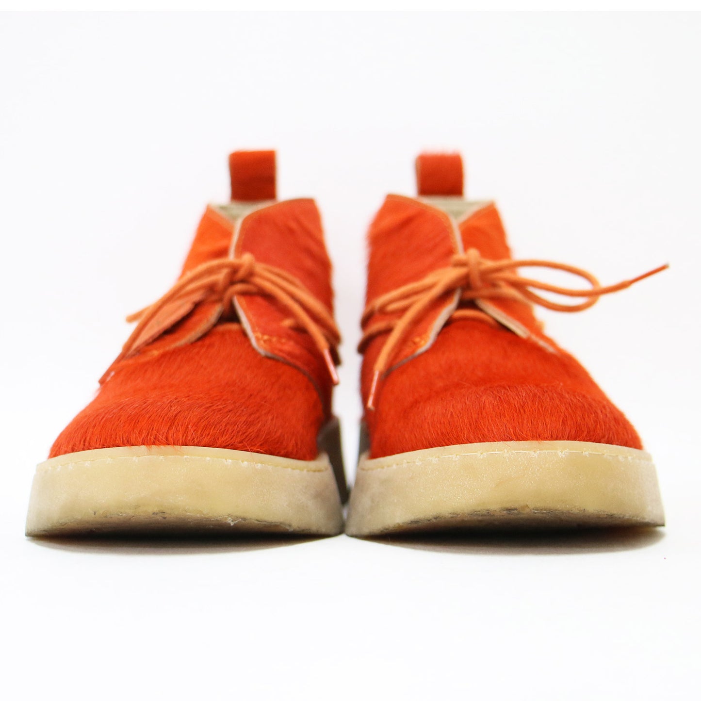x Clarks レザー アンクル ブーツ / ハラコ ファー 厚底 クレープソール クラークス コラボ
