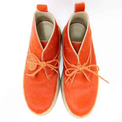 x Clarks レザー アンクル ブーツ / ハラコ ファー 厚底 クレープソール クラークス コラボ