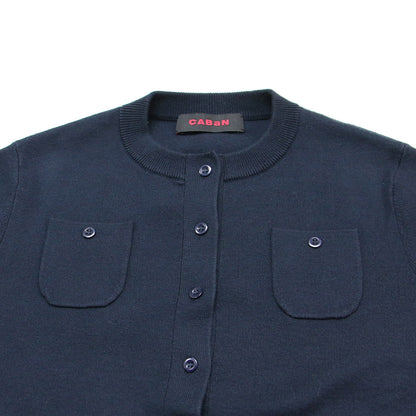 コットン カシミヤ クルーネック カーディガン / ニット 長袖 スムース編み ショート丈 定番