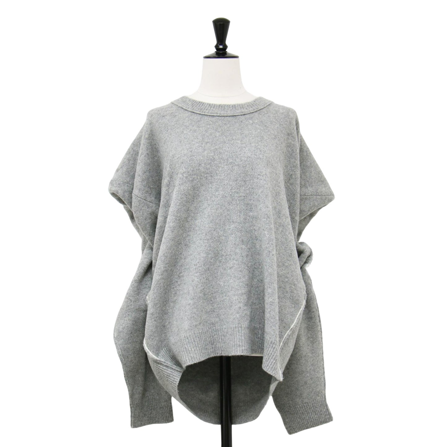 バックレス クルーネック ニット / BACKLESS CUSTOMIZE KNIT プルオーバー 長袖 変型 ステッチ ウール