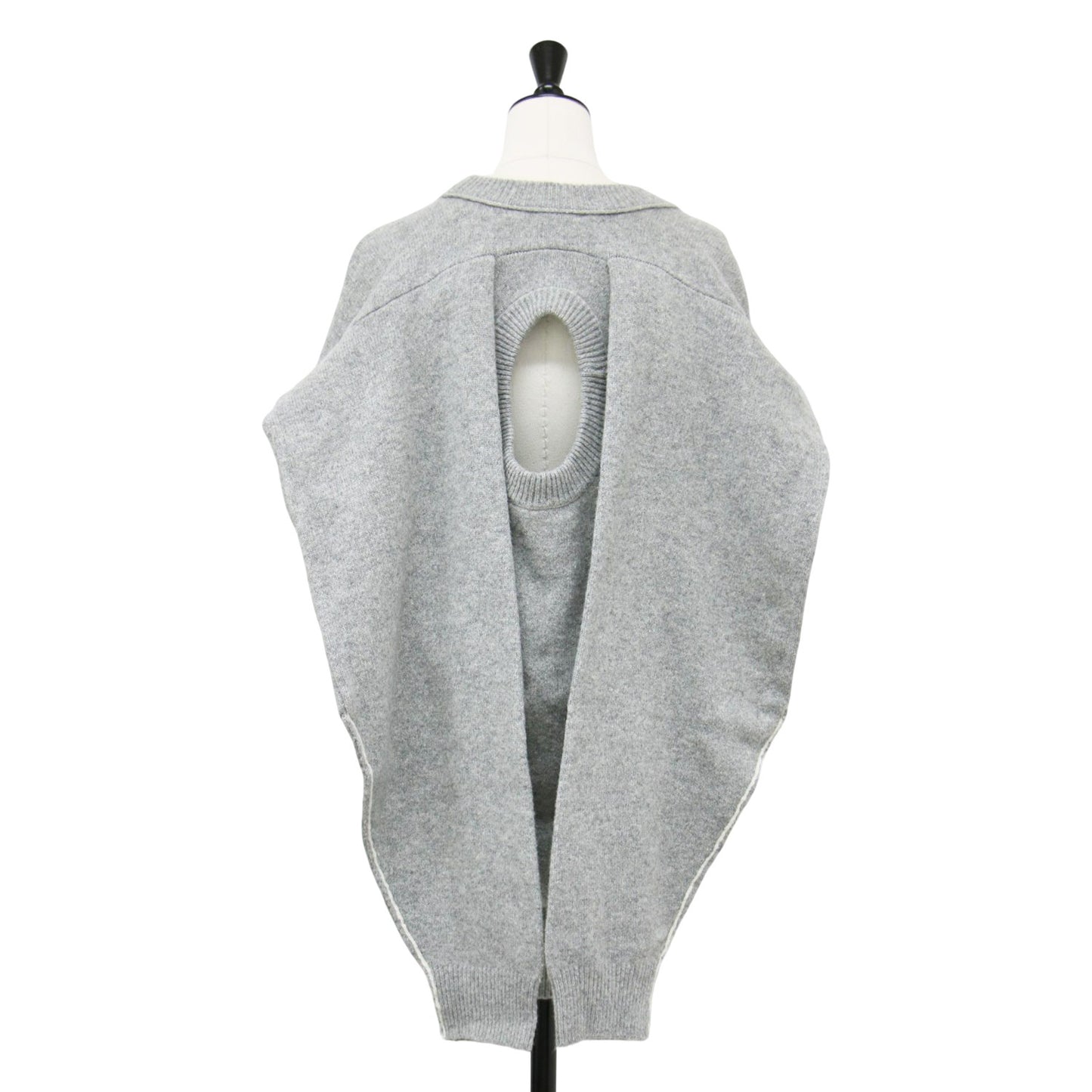 バックレス クルーネック ニット / BACKLESS CUSTOMIZE KNIT プルオーバー 長袖 変型 ステッチ ウール