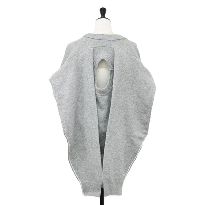 バックレス クルーネック ニット / BACKLESS CUSTOMIZE KNIT プルオーバー 長袖 変型 ステッチ ウール