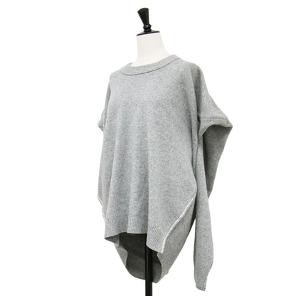 バックレス クルーネック ニット / BACKLESS CUSTOMIZE KNIT プルオーバー 長袖 変型 ステッチ ウール