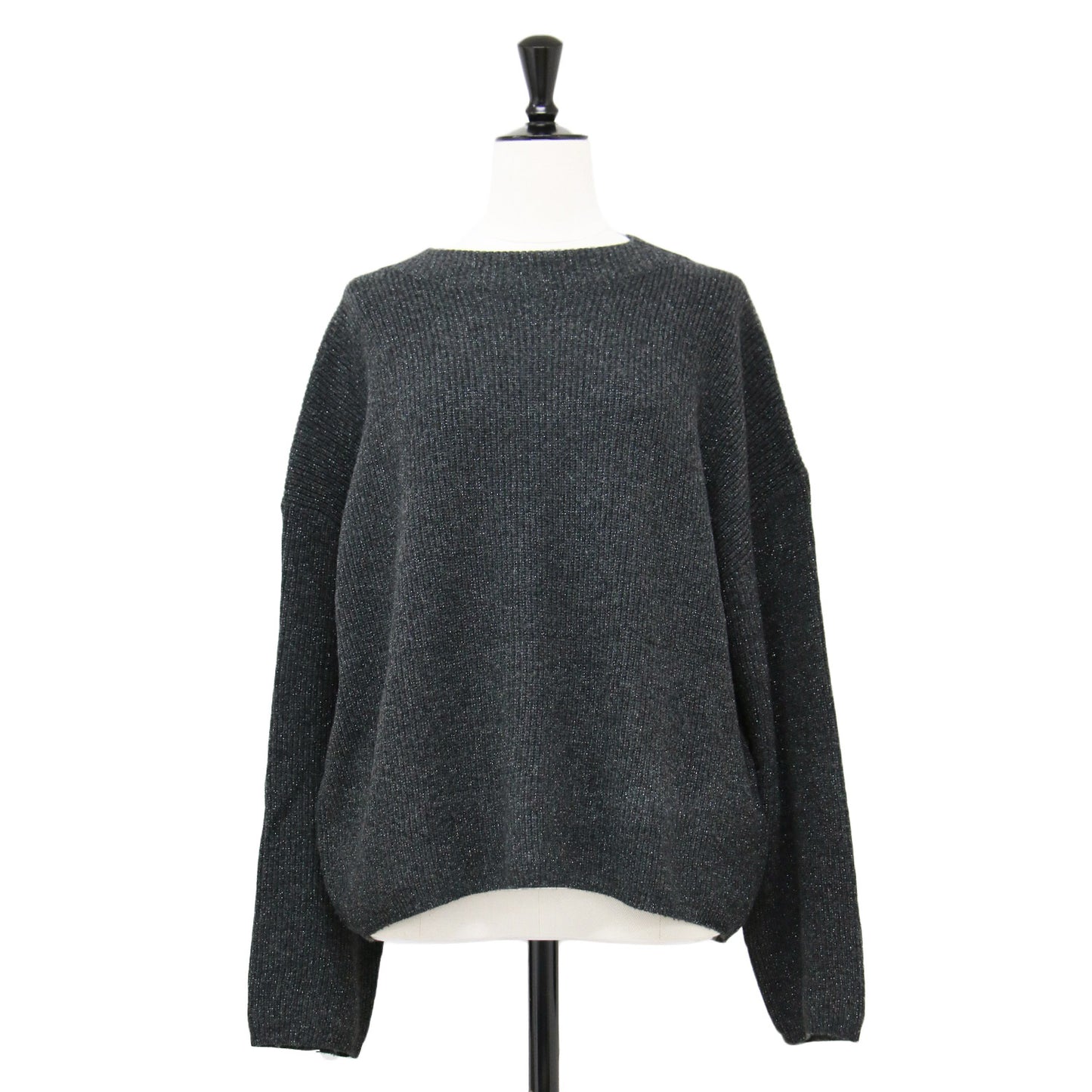 24秋冬 ラメ ラクーン ニット / プルオーバー 長袖 ハイネック ワイド リブ ウール