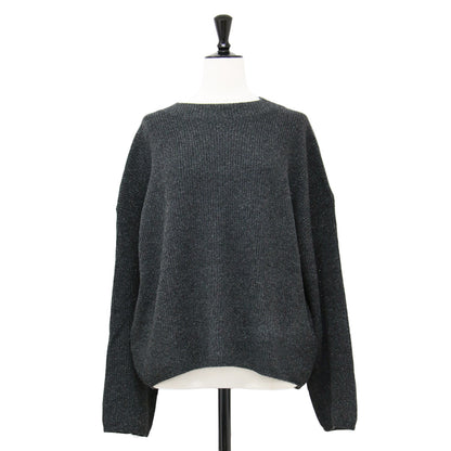 24秋冬 ラメ ラクーン ニット / プルオーバー 長袖 ハイネック ワイド リブ ウール