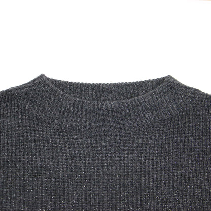 24秋冬 ラメ ラクーン ニット / プルオーバー 長袖 ハイネック ワイド リブ ウール