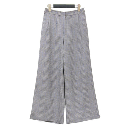 24秋冬 チェック プリント ワンタック パンツ / ワイドパンツ フルレングス ストレート