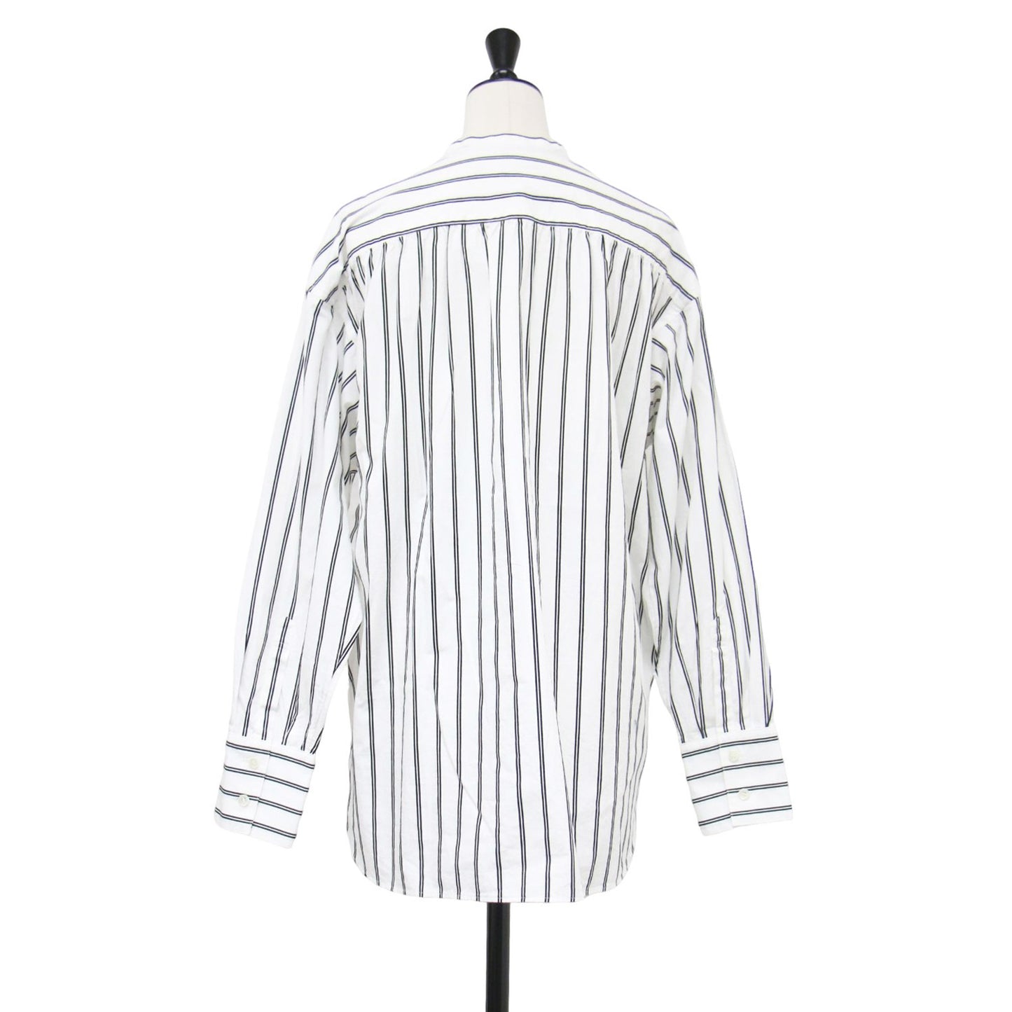 24秋冬 ストライプ柄 バンドカラー シャツ / コットン 長袖 オーバーサイズ