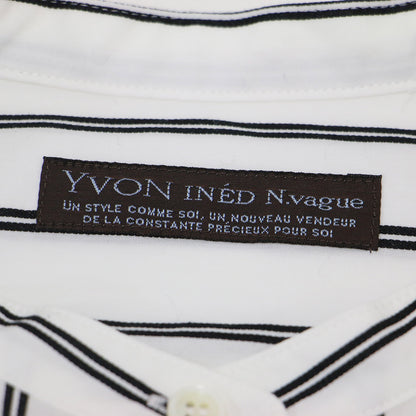 24秋冬 ストライプ柄 バンドカラー シャツ / コットン 長袖 オーバーサイズ