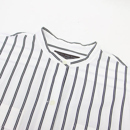 24秋冬 ストライプ柄 バンドカラー シャツ / コットン 長袖 オーバーサイズ