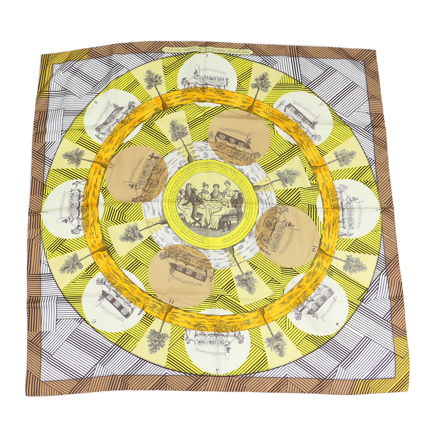 カレ90 シルク スカーフ / JEU DES OMNIBUS ET DAMES BLANCHES オムニバスと白い貴婦人のゲーム 大判 正方形