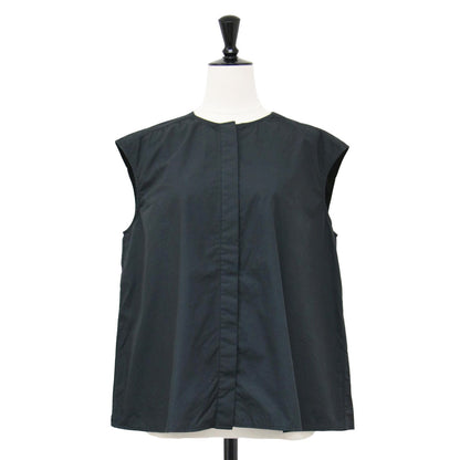 24春夏 ノースリーブ ブラウス / ノーカラー タイプライター コットン