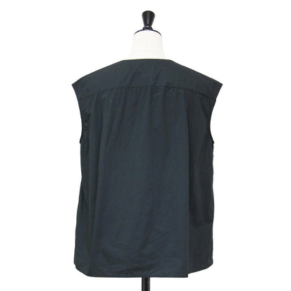 24春夏 ノースリーブ ブラウス / ノーカラー タイプライター コットン