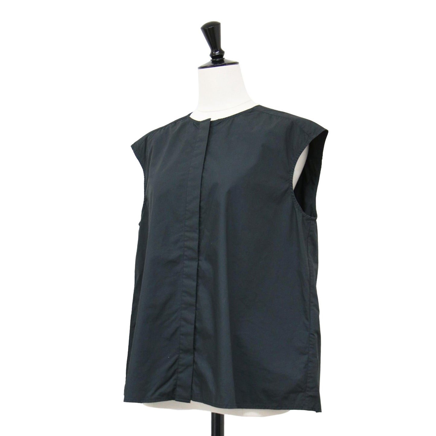 24春夏 ノースリーブ ブラウス / ノーカラー タイプライター コットン