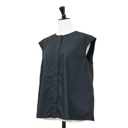 24春夏 ノースリーブ ブラウス / ノーカラー タイプライター コットン