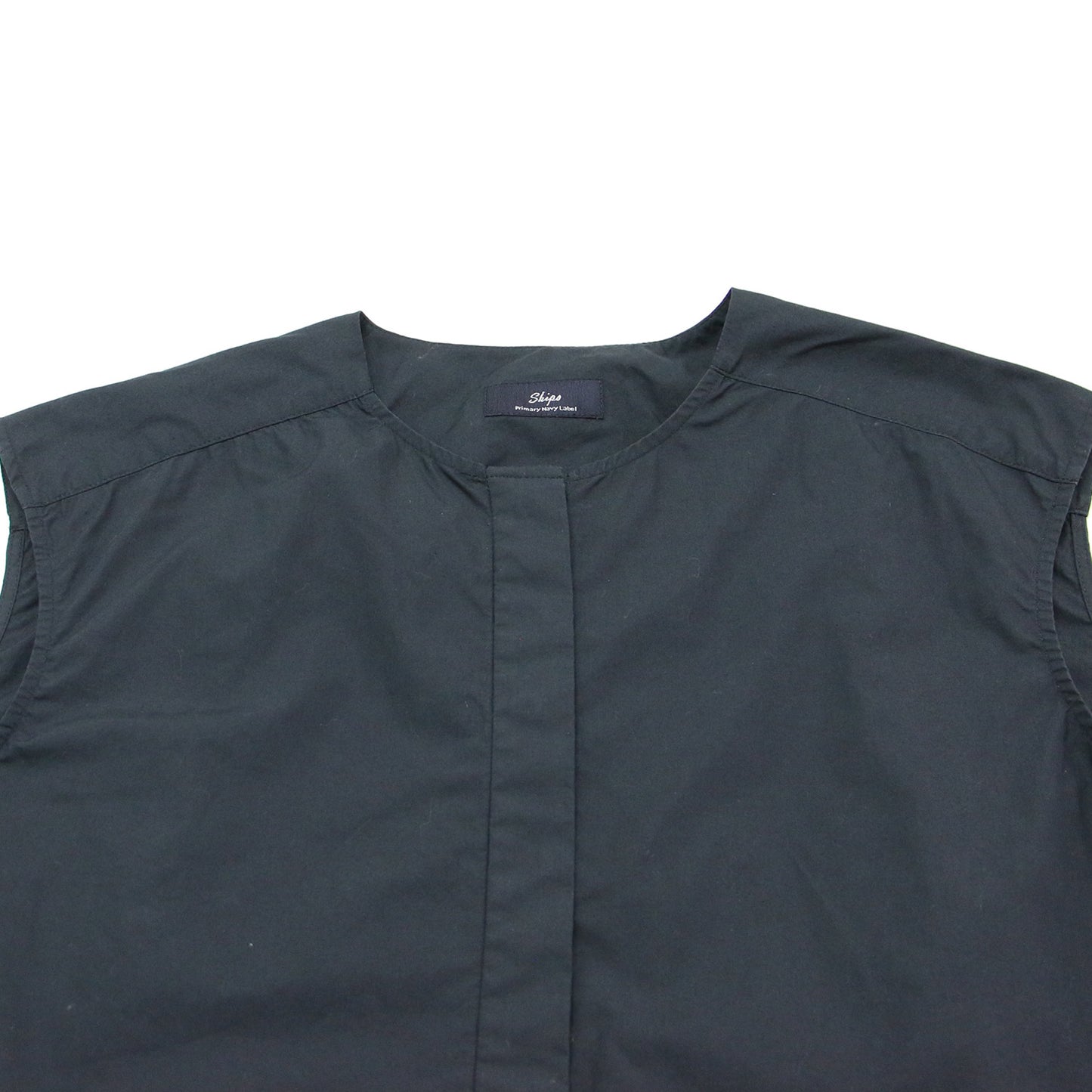 24春夏 ノースリーブ ブラウス / ノーカラー タイプライター コットン