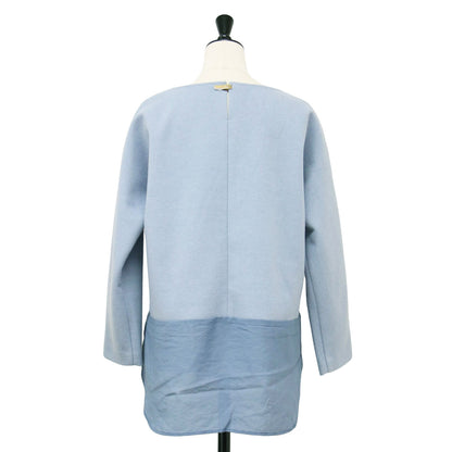 23秋冬 シアー ドッキング プルオーバー ブラウス / 3-0035-6-01-006 ボートネック 長袖 ストレッチジャージー 切替