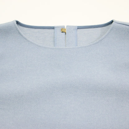 23秋冬 シアー ドッキング プルオーバー ブラウス / 3-0035-6-01-006 ボートネック 長袖 ストレッチジャージー 切替