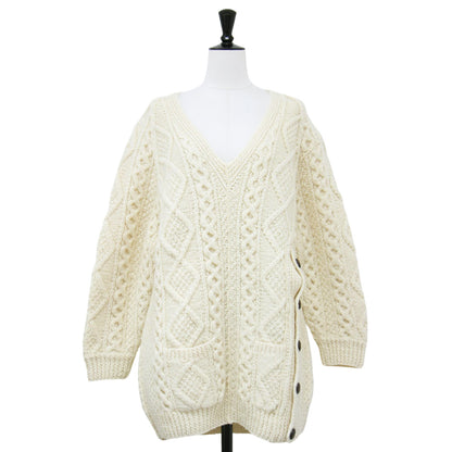 リメイク フィッシャーマン ニット / セーター プルオーバー Vネック オーバーサイズ アラン編み