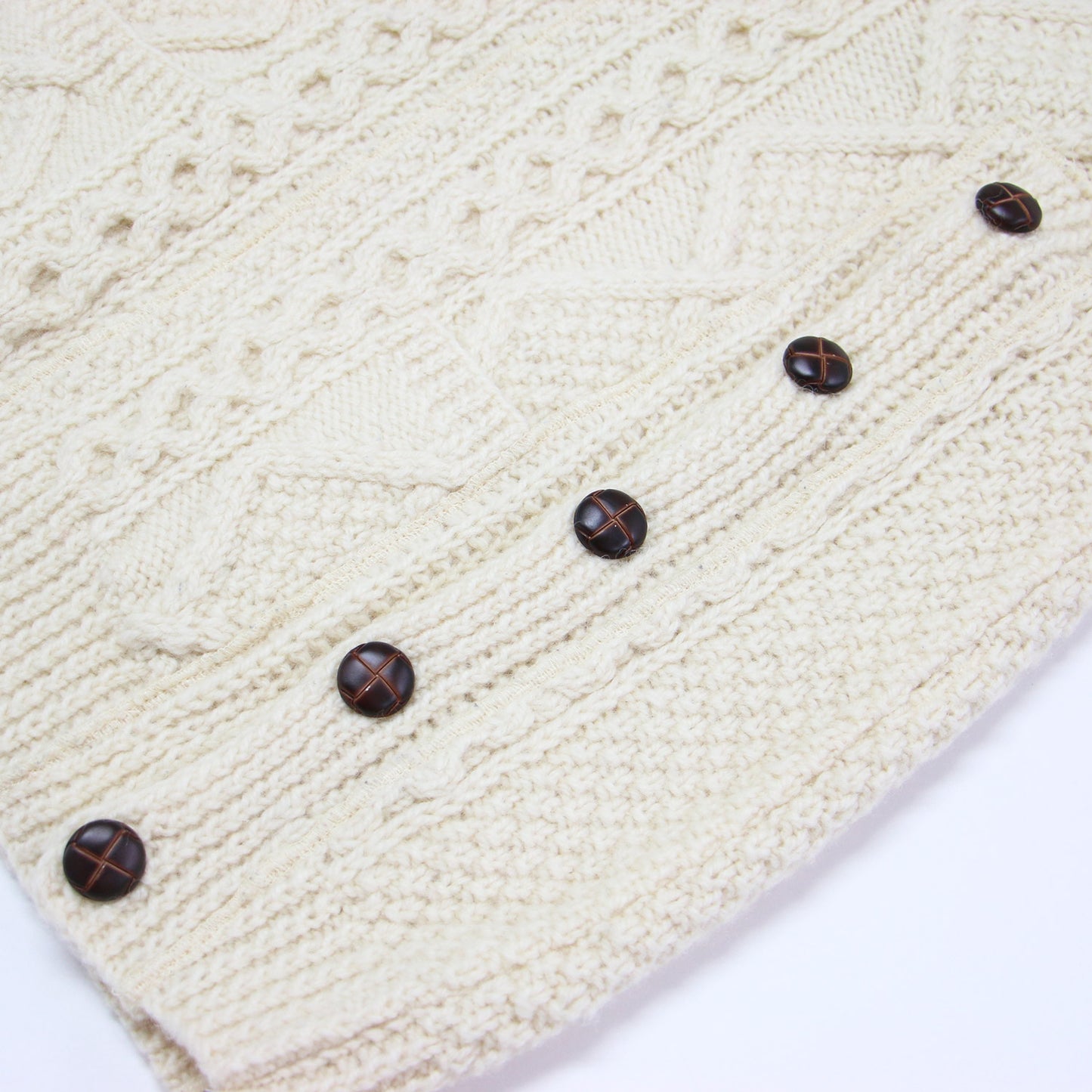 リメイク フィッシャーマン ニット / セーター プルオーバー Vネック オーバーサイズ アラン編み