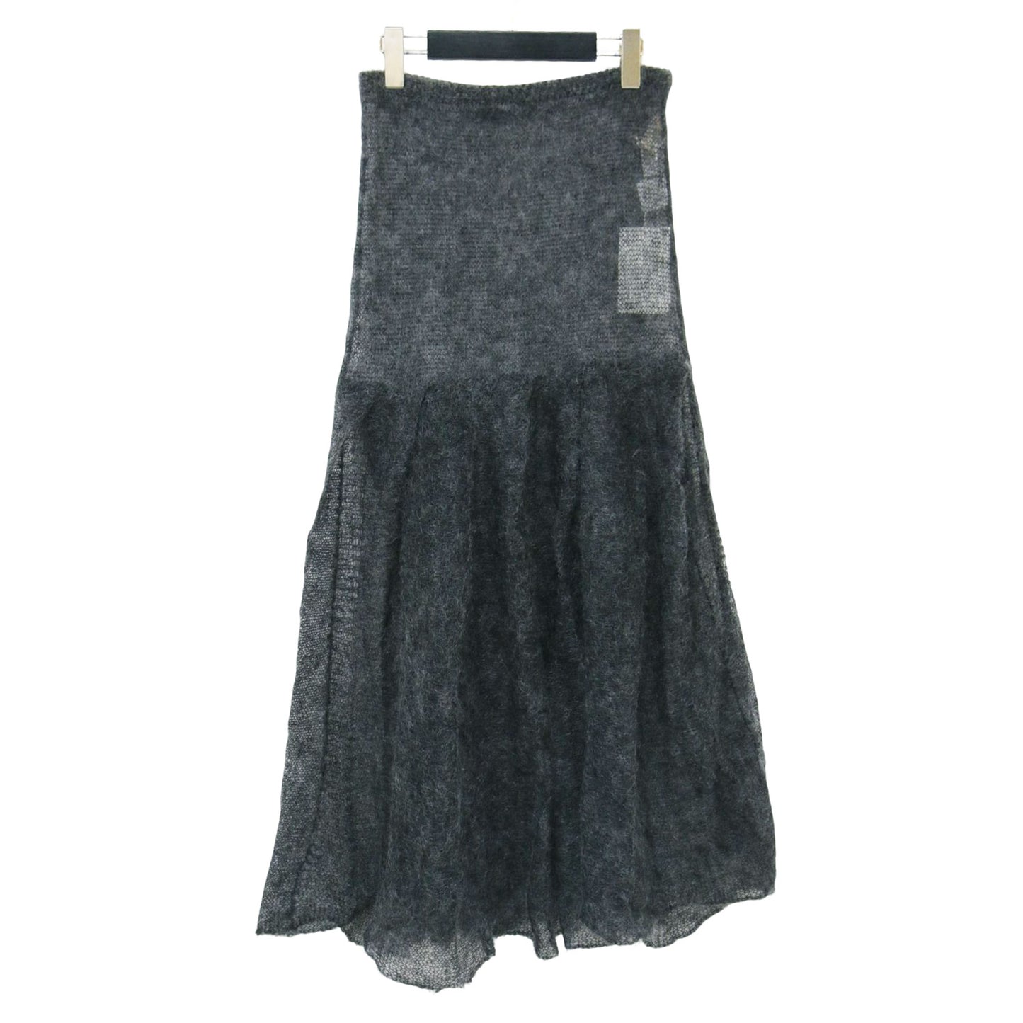 24秋冬 シアー ニット スカート / Sheer Knit Skirt ミディ丈 フレア ウエストゴム ウール モヘヤ