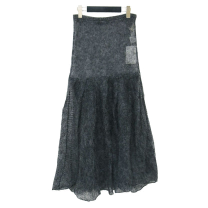 24秋冬 シアー ニット スカート / Sheer Knit Skirt ミディ丈 フレア ウエストゴム ウール モヘヤ