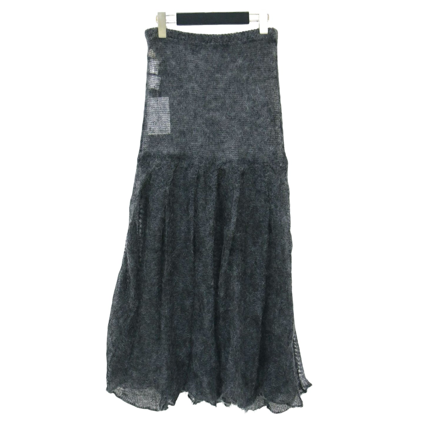 24秋冬 シアー ニット スカート / Sheer Knit Skirt ミディ丈 フレア ウエストゴム ウール モヘヤ