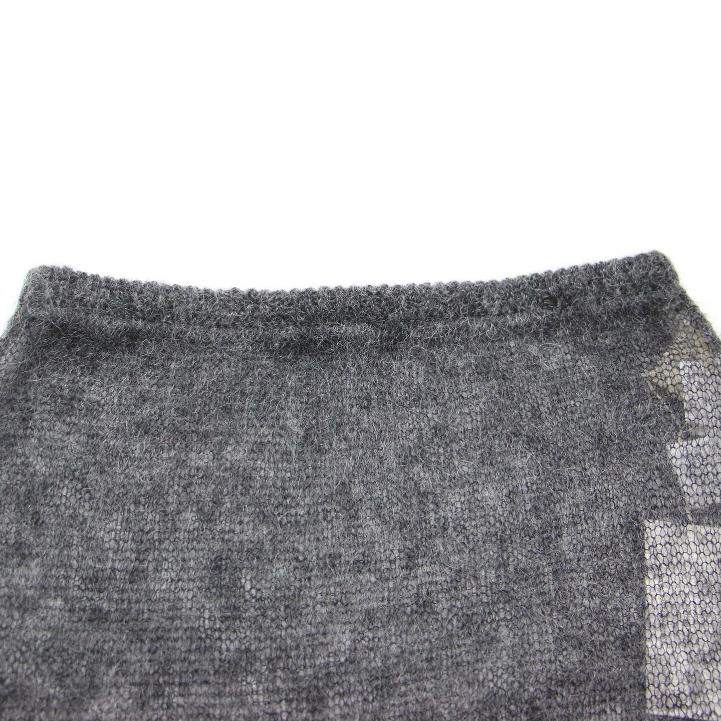 24秋冬 シアー ニット スカート / Sheer Knit Skirt ミディ丈 フレア ウエストゴム ウール モヘヤ