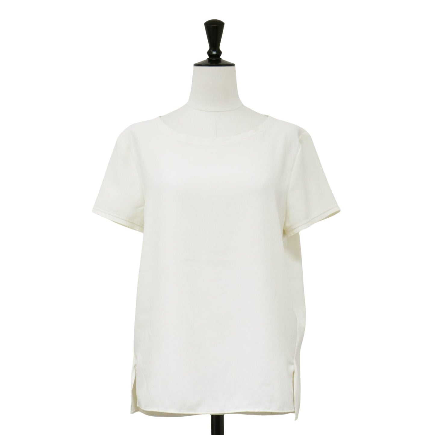 ボートネック Tシャツ型 ブラウス / Shallow Ggt Silk Tee プルオーバー 半袖 ジョーゼット素材