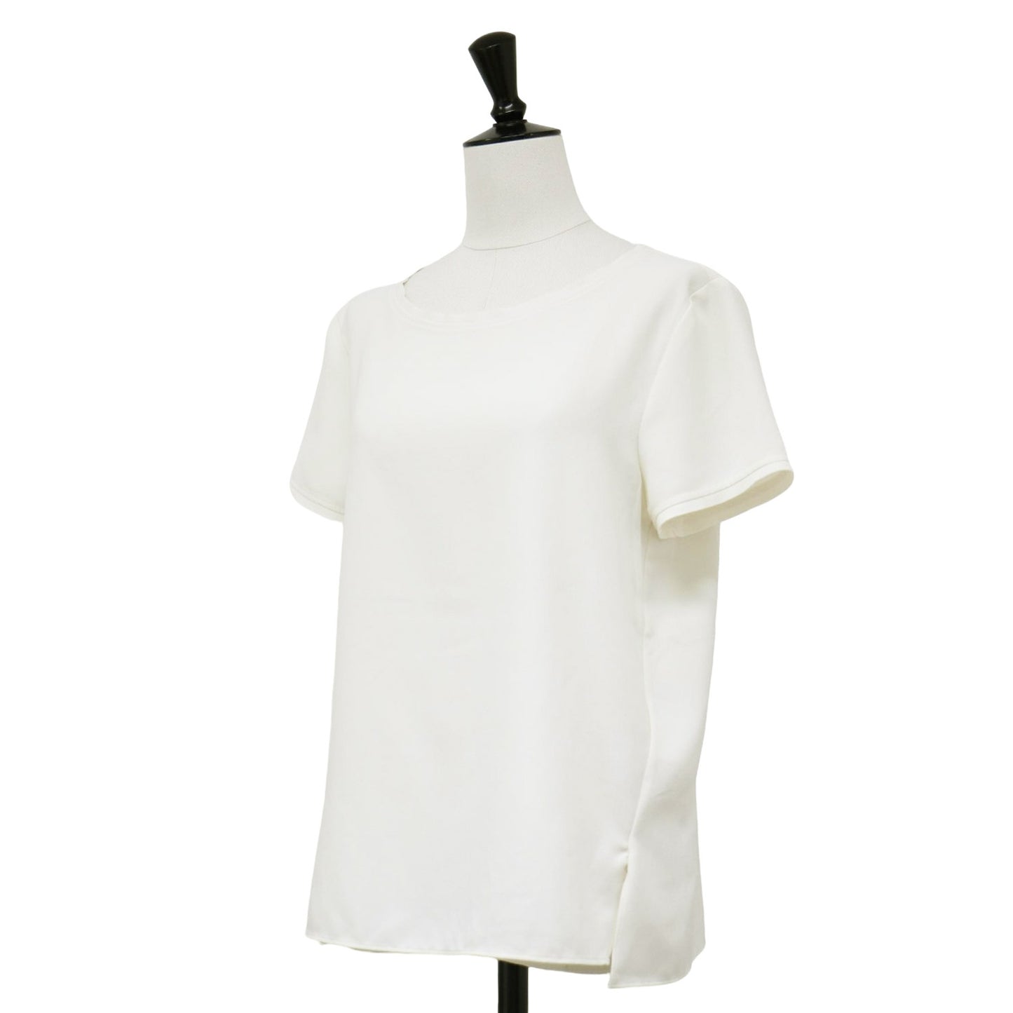 ボートネック Tシャツ型 ブラウス / Shallow Ggt Silk Tee プルオーバー 半袖 ジョーゼット素材