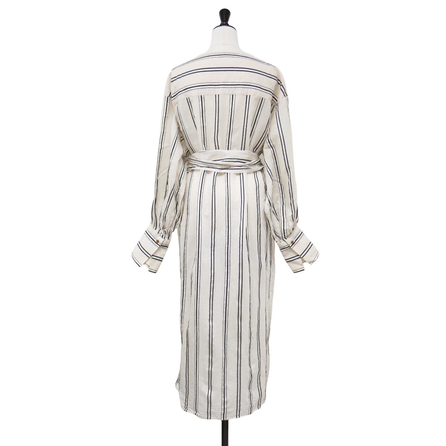 IENA 別注 ストライプ柄 ロング シャツ ワンピース / ドレス ウエストベルト 長袖