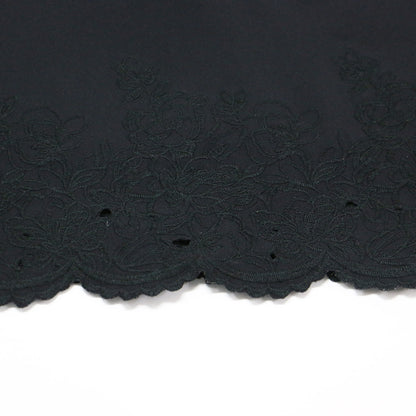 フレアスリーブ ミディ ワンピース / ドレス バッククロス 裾レース  7分袖 ラウンドネック