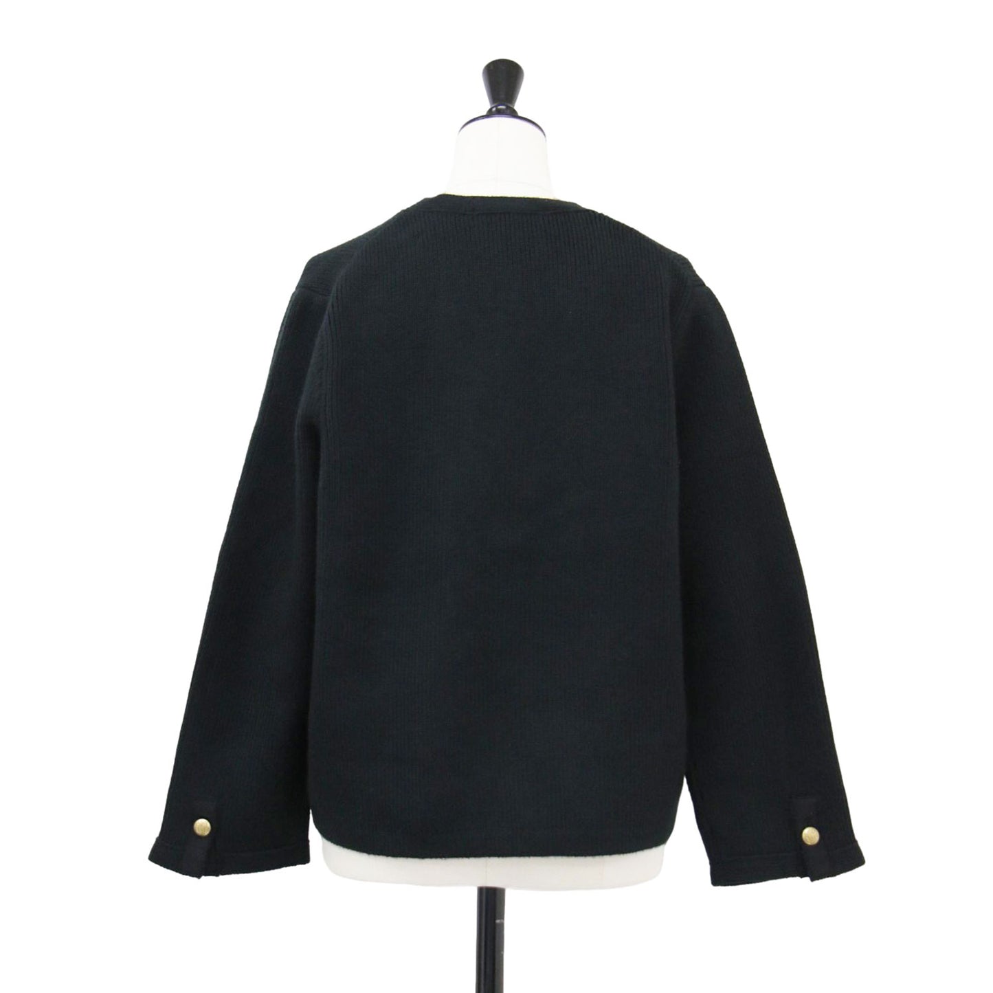 23秋冬 コットンリリー ニット ジャケット / カーディガン 長袖 ノーカラー クルーネック 金ボタン ウォッシャブル