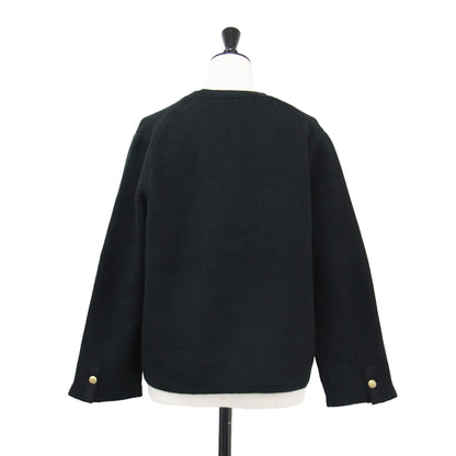 23秋冬 コットンリリー ニット ジャケット / カーディガン 長袖 ノーカラー クルーネック 金ボタン ウォッシャブル