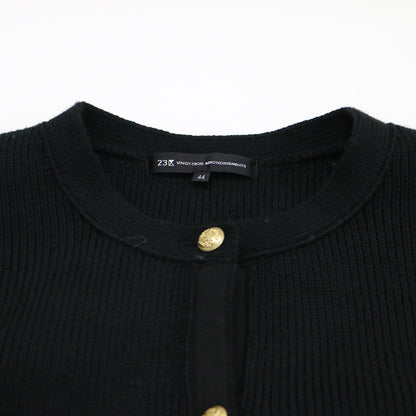 23秋冬 コットンリリー ニット ジャケット / カーディガン 長袖 ノーカラー クルーネック 金ボタン ウォッシャブル