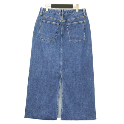 × 23区 別注 デニム Iライン スカート / ストレッチ コットン カットオフ