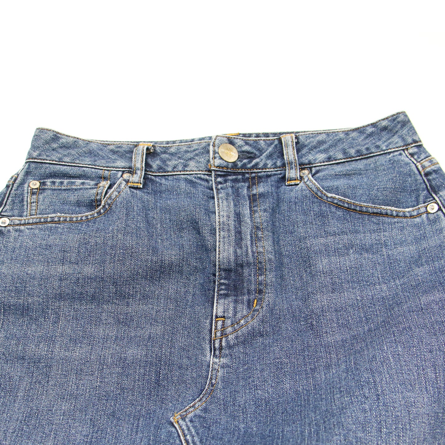 × 23区 別注 デニム Iライン スカート / ストレッチ コットン カットオフ