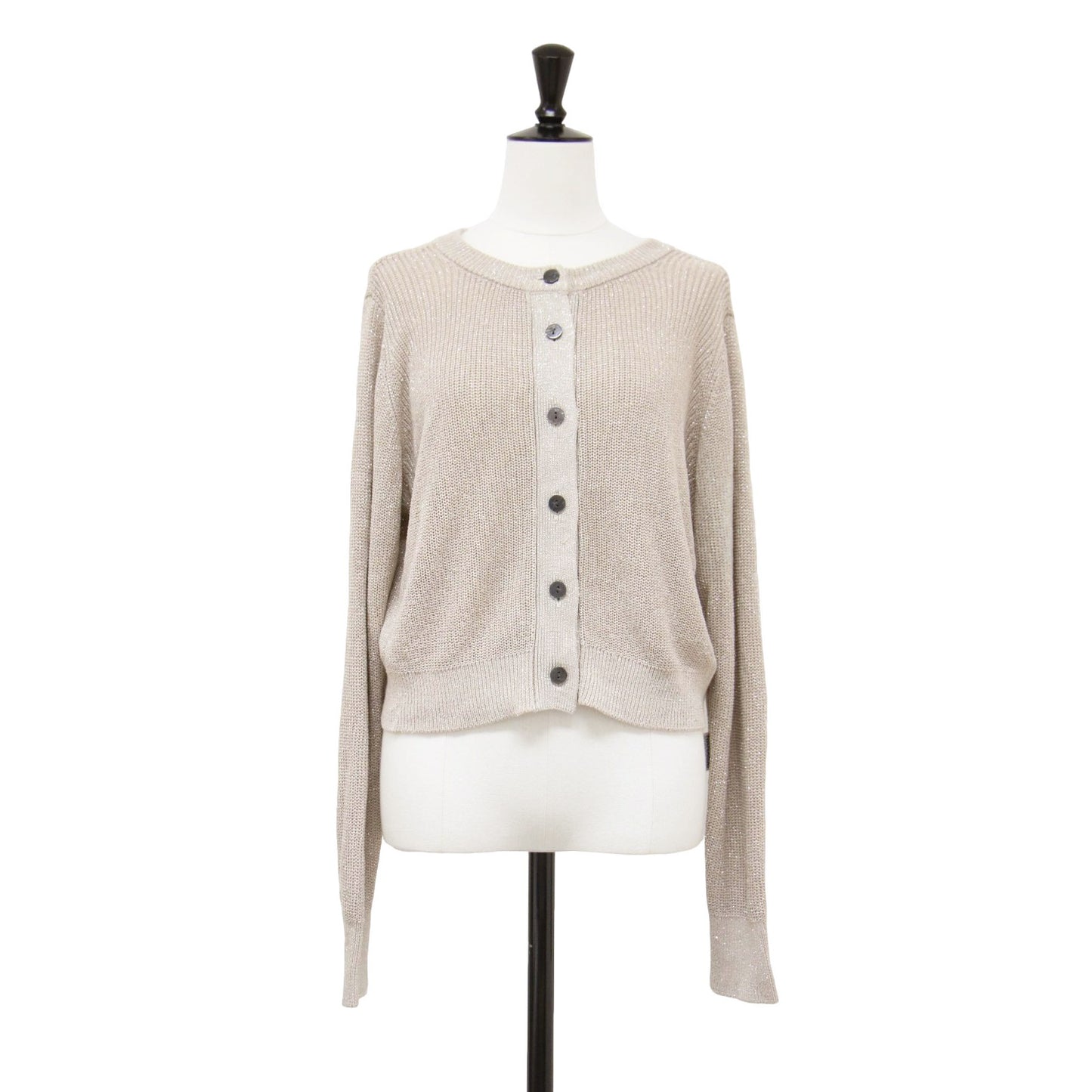 ラメ ニット ショート カーディガン / プルオーバー ニット 長袖 Vネック クルーネック 畦編み